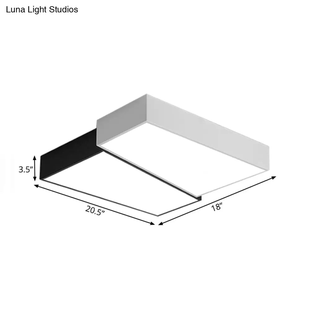 Sleek Square Flush Mount Led Ceiling Light In Black & White Warm/White