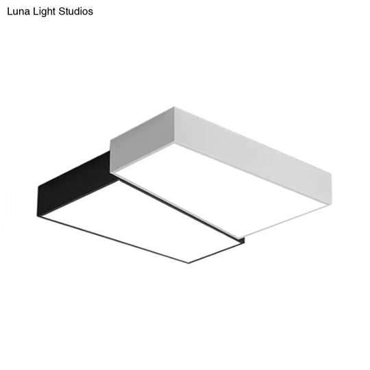 Sleek Square Flush Mount Led Ceiling Light In Black & White Warm/White