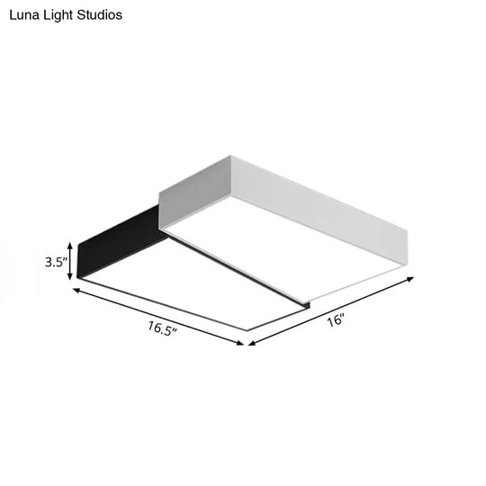 Sleek Square Flush Mount Led Ceiling Light In Black & White Warm/White