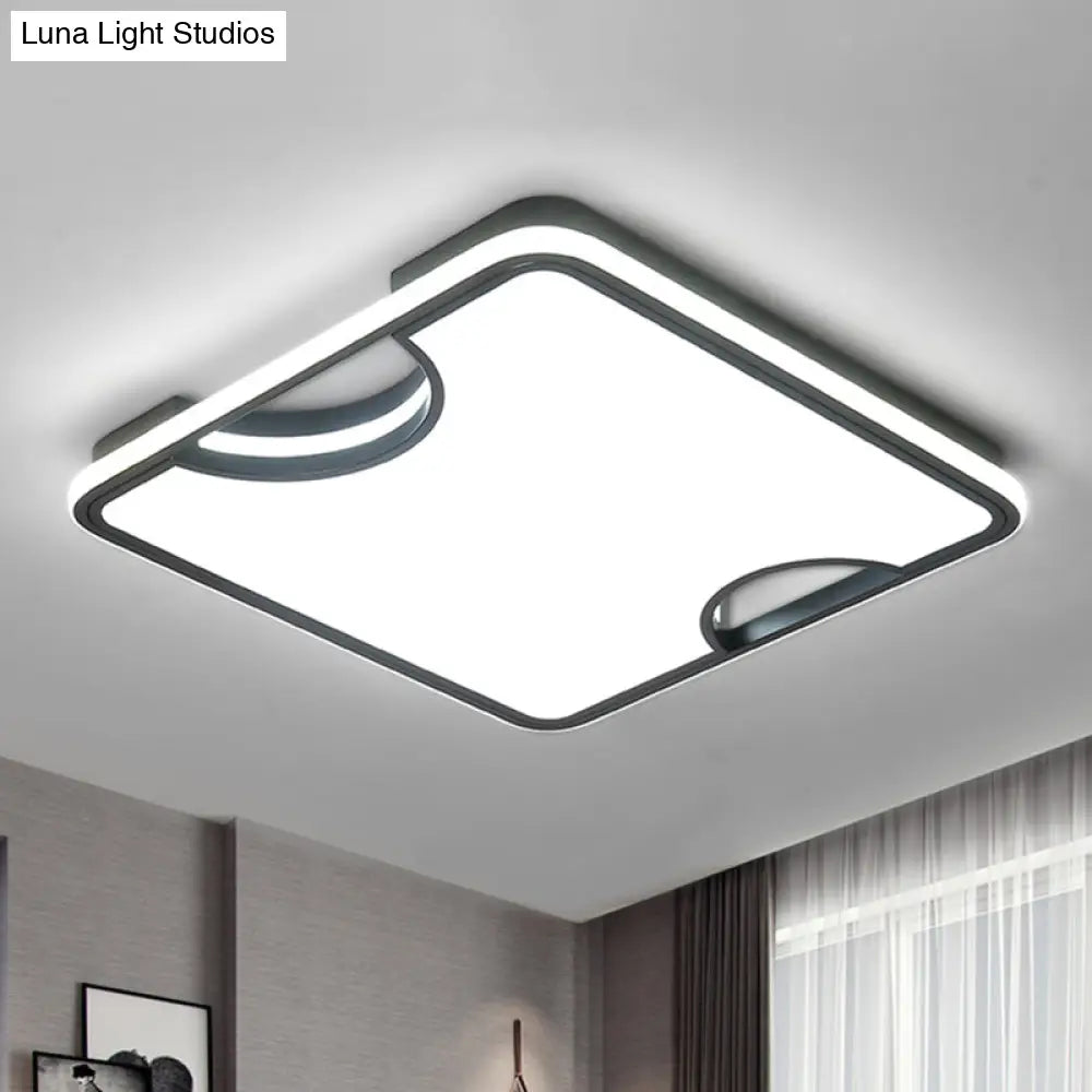 Sleek Square Led Acrylic Flush Mount Ceiling Light With Warm/White Lighting - Ideal For Living Room