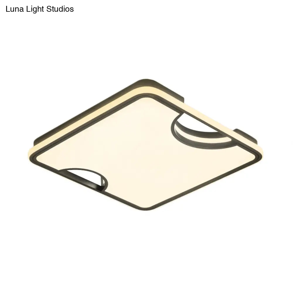 Sleek Square Led Acrylic Flush Mount Ceiling Light With Warm/White Lighting - Ideal For Living Room