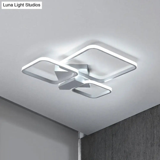 Sleek Square Led Acrylic Semi-Flush Ceiling Light In Warm/White White /