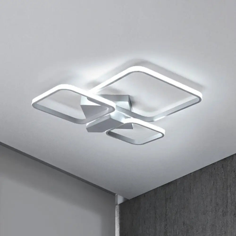 Sleek Square Led Acrylic Semi - Flush Ceiling Light In Warm/White White /