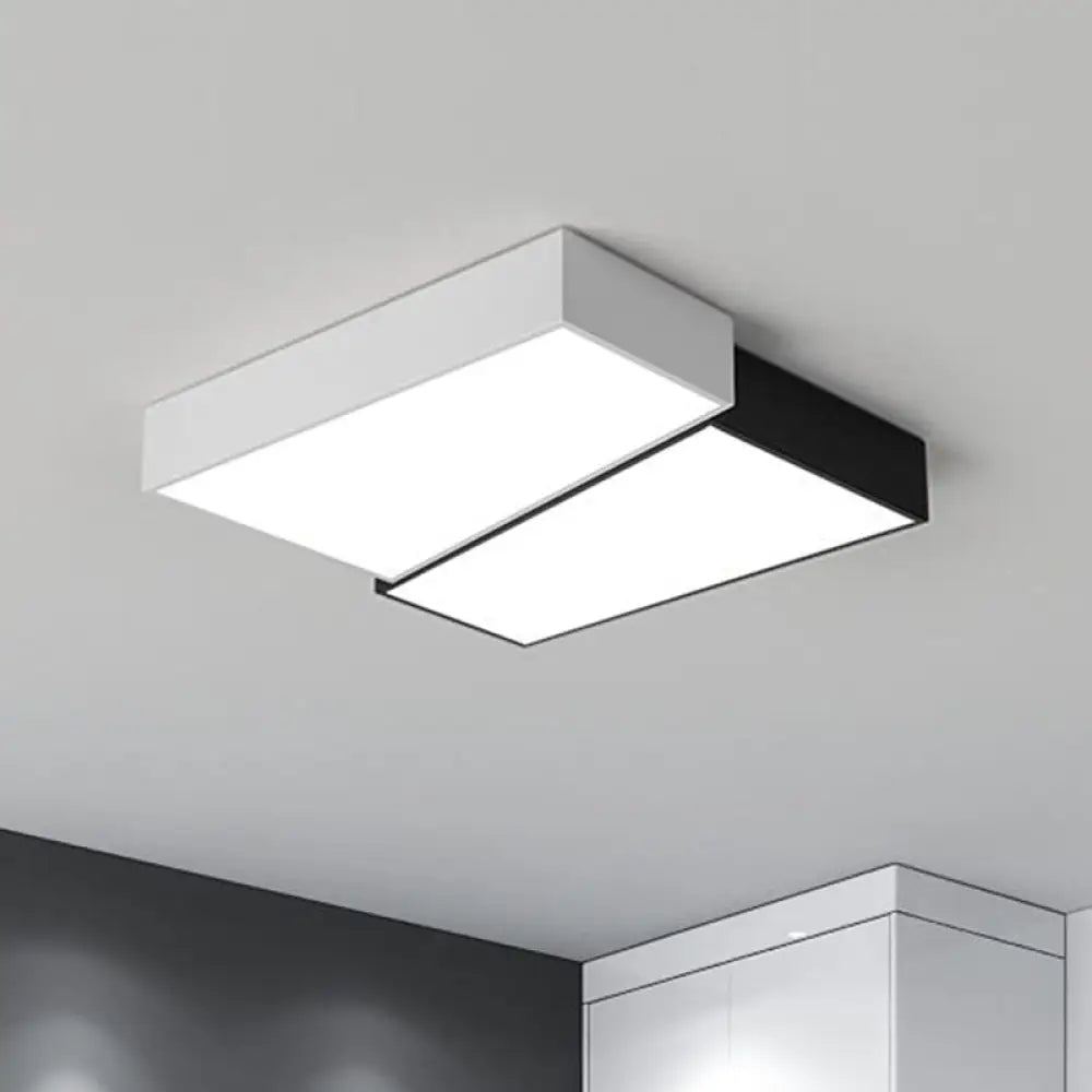 Sleek Square Led Flush Mount Ceiling Light For Modern Bedrooms - Black And White Black - White /