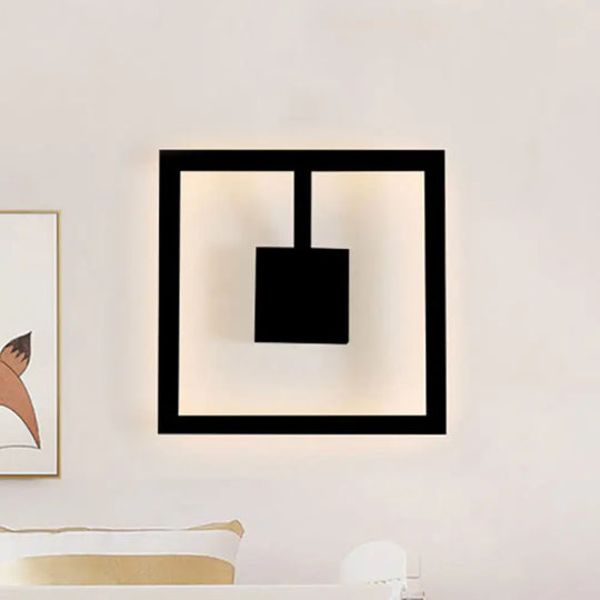 Sleek Square Led Wall Sconce For Bedroom - Warm/White Acrylic Light Fixture In Black/White Black /