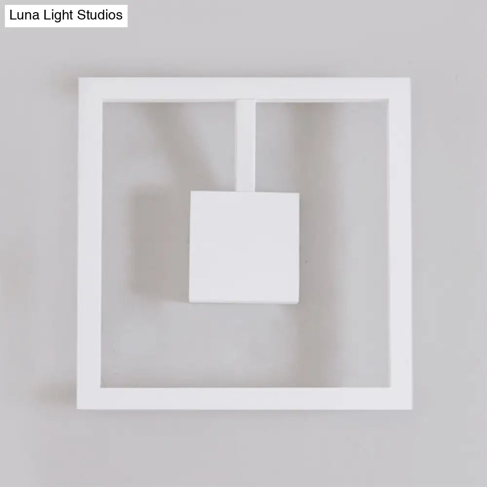 Sleek Square Led Wall Sconce For Bedroom - Warm/White Acrylic Light Fixture In Black/White