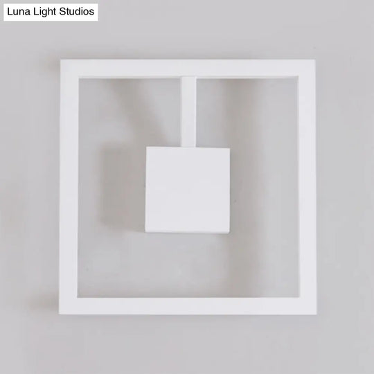 Sleek Square Led Wall Sconce For Bedroom - Warm/White Acrylic Light Fixture In Black/White