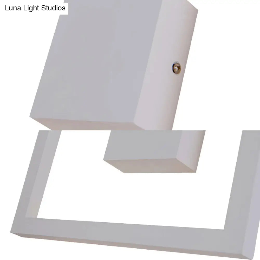 Sleek Square Led Wall Sconce For Bedroom - Warm/White Acrylic Light Fixture In Black/White