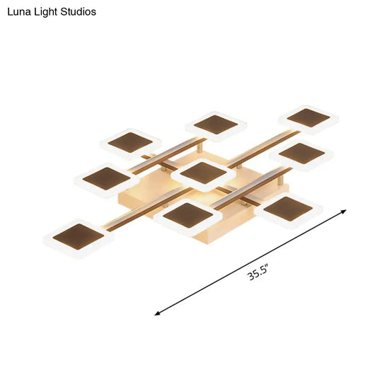 Sleek Square Semi - Flush Mount Acrylic Ceiling Light Fixture - 31.5’/35.5’ Wide Brown 9/12