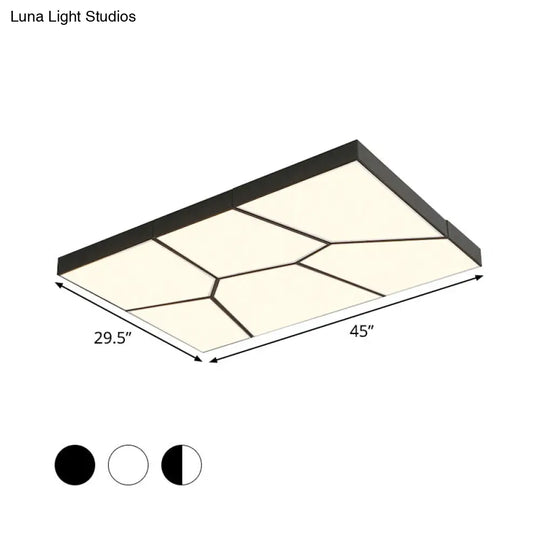 Sleek Squared/Rectangular Flush Mount Led Ceiling Light In Black/White White/Warm - Modern Acrylic