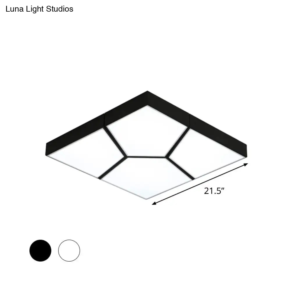 Sleek Squared/Rectangular Flush Mount Led Ceiling Light In Black/White White/Warm - Modern Acrylic