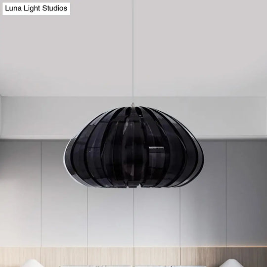 Sleek Squash Suspension Light: Acrylic Single Ceiling Pendant For Dining Table White/Black With