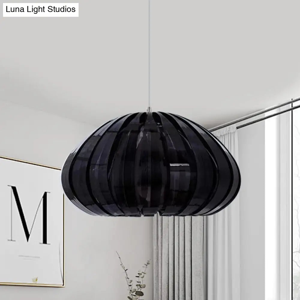 Sleek Squash Suspension Light: Acrylic Single Ceiling Pendant For Dining Table White/Black With