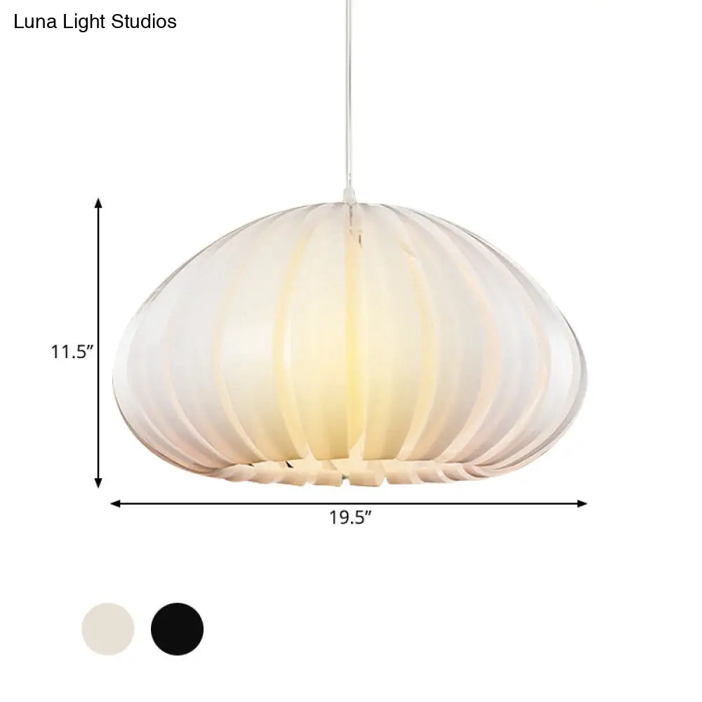 Sleek Squash Suspension Light: Acrylic Single Ceiling Pendant For Dining Table White/Black With