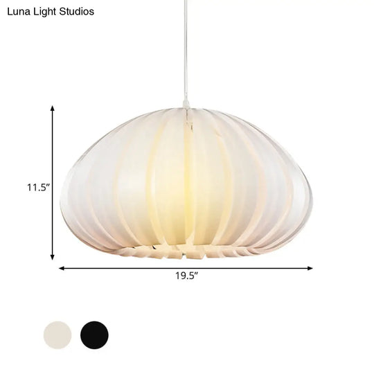 Sleek Squash Suspension Light: Acrylic Single Ceiling Pendant For Dining Table White/Black With