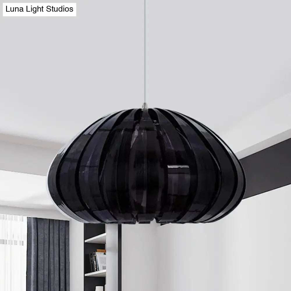 Sleek Squash Suspension Light: Acrylic Single Ceiling Pendant For Dining Table White/Black With