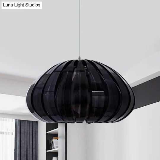 Sleek Squash Suspension Light: Acrylic Single Ceiling Pendant For Dining Table White/Black With