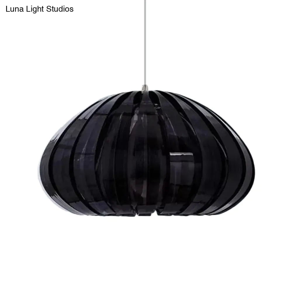 Sleek Squash Suspension Light: Acrylic Single Dining Table Pendant In White/Black With Blade Design