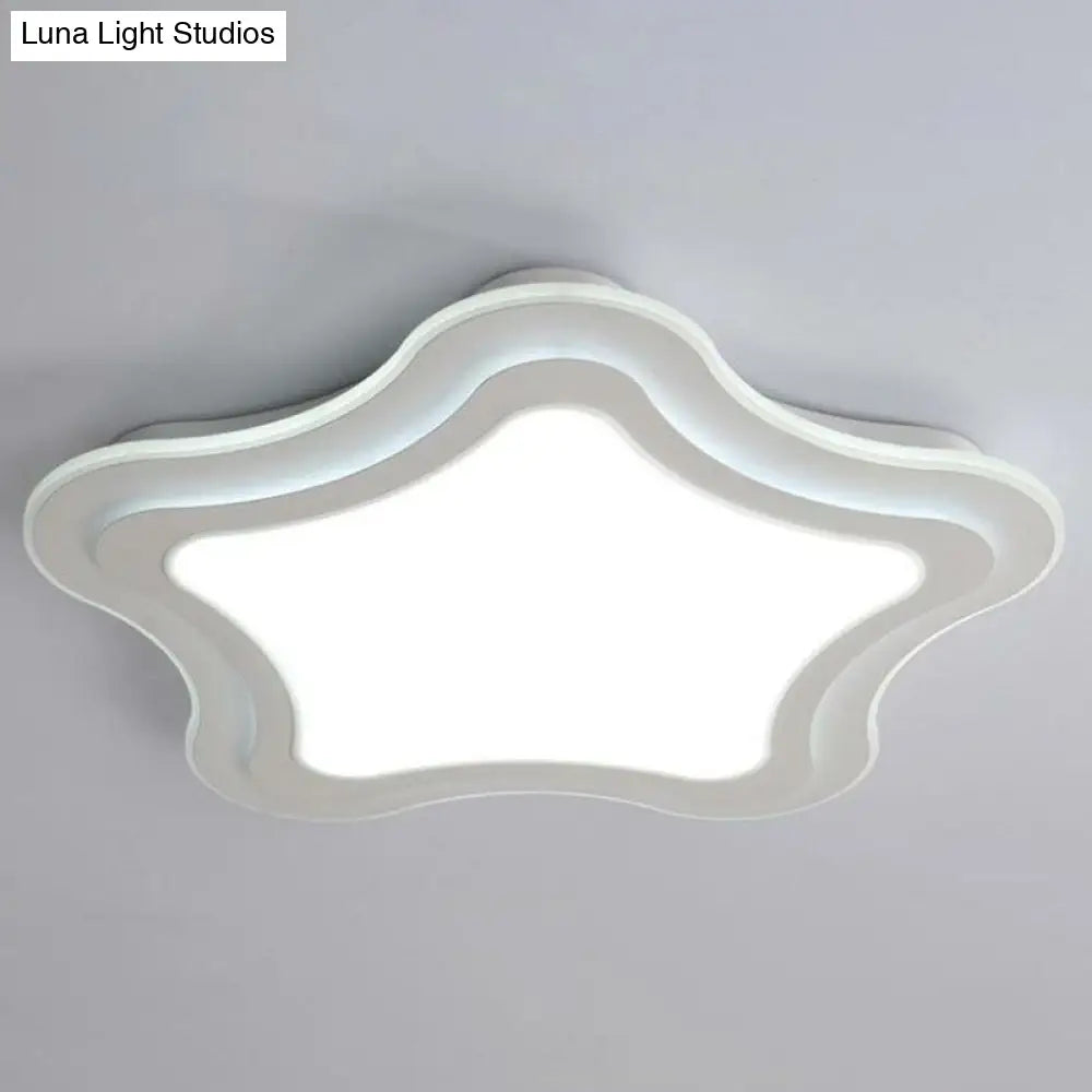 Sleek Star Led Flush Mount Ceiling Light For Bedroom - Simplicity Acrylic Design In White