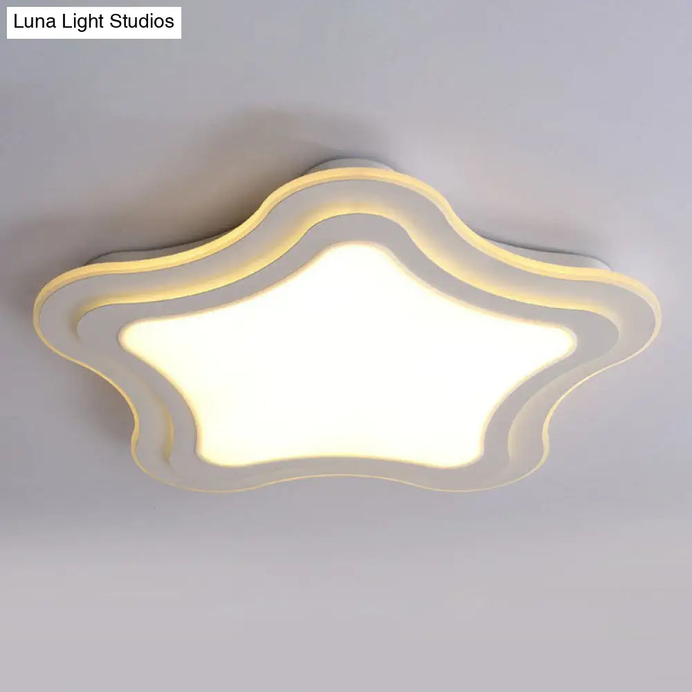 Sleek Star Led Flush Mount Ceiling Light For Bedroom - Simplicity Acrylic Design In White