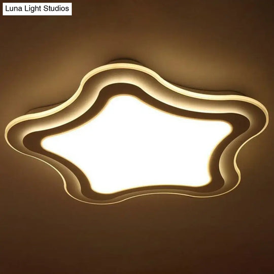 Sleek Star Led Flush Mount Ceiling Light For Bedroom - Simplicity Acrylic Design In White / Warm