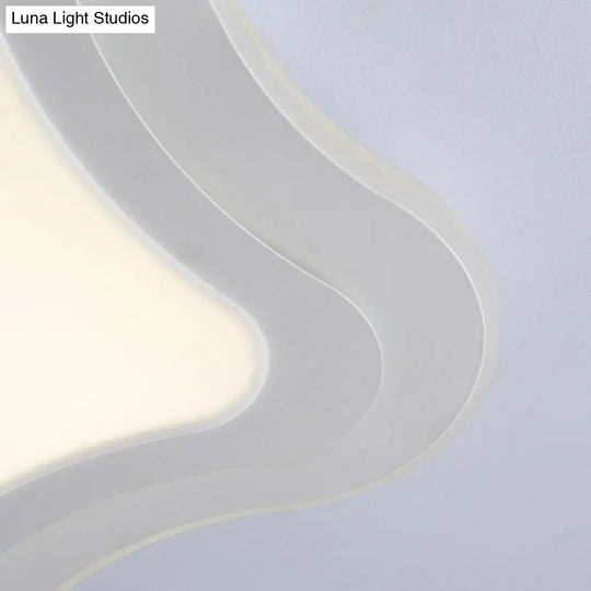 Sleek Star Led Flush Mount Ceiling Light For Bedroom - Simplicity Acrylic Design In White