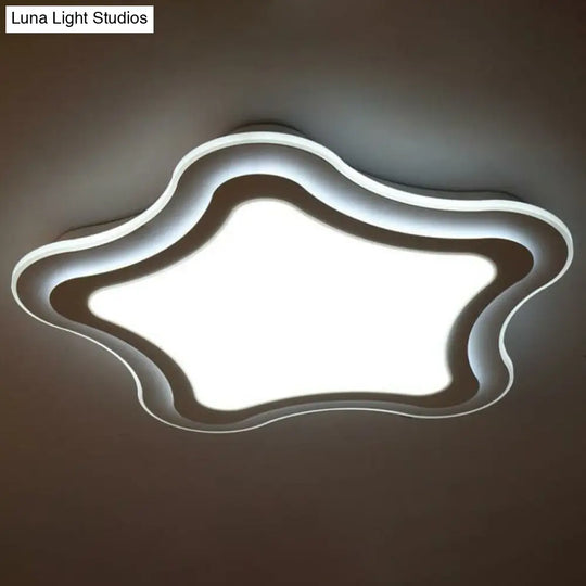 Sleek Star Led Flush Mount Ceiling Light For Bedroom - Simplicity Acrylic Design In White / Small