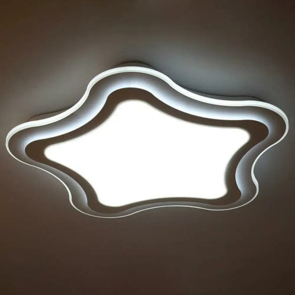 Sleek Star Led Flush Mount Ceiling Light For Bedroom - Simplicity Acrylic Design In White / Small