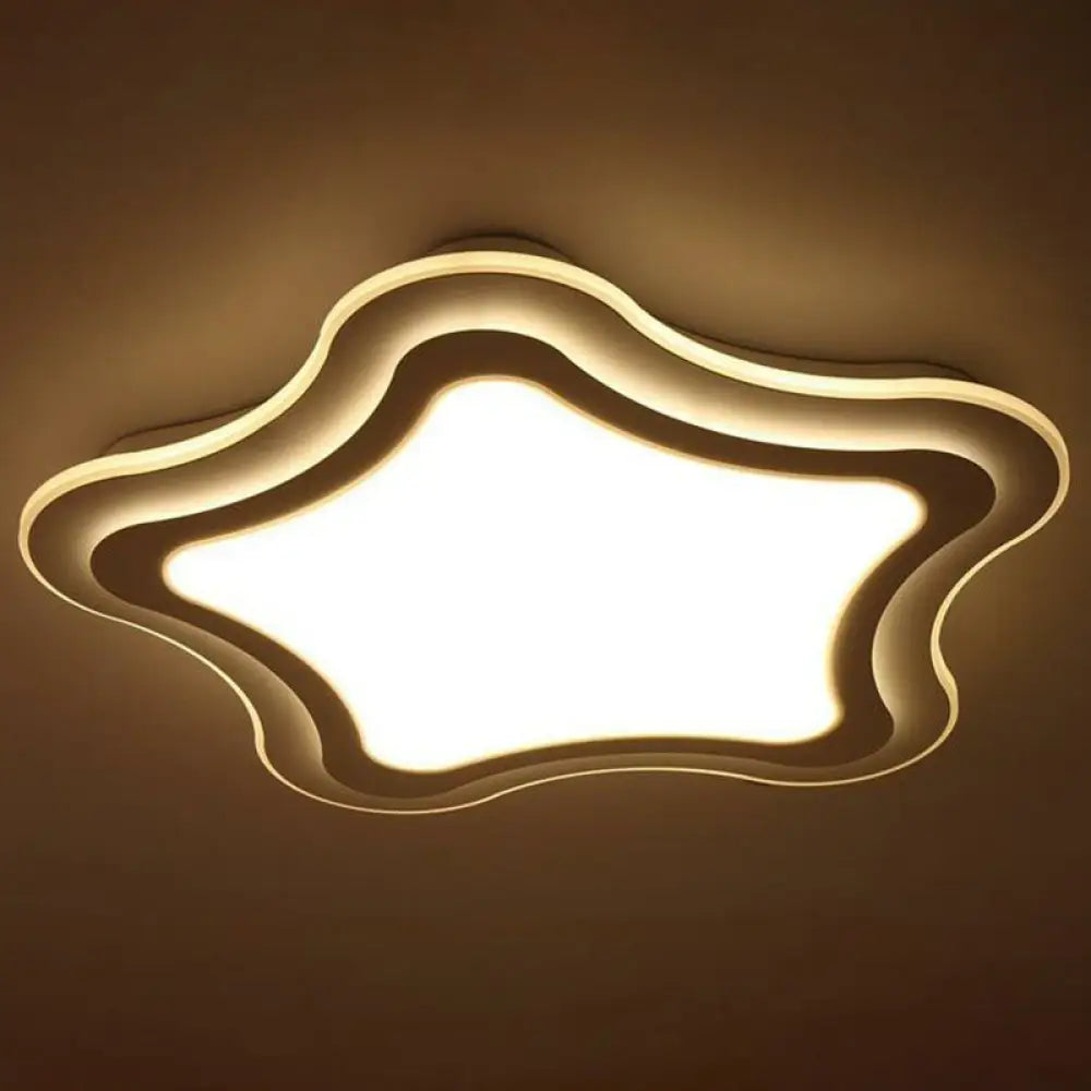 Sleek Star Led Flush Mount Ceiling Light For Bedroom - Simplicity Acrylic Design In White / Warm