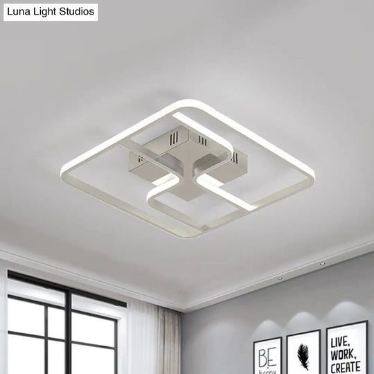 Sleek & Stylish Acrylic Square Led Ceiling Flush Mount Lighting Fixture (18 23.5 W) In Chrome