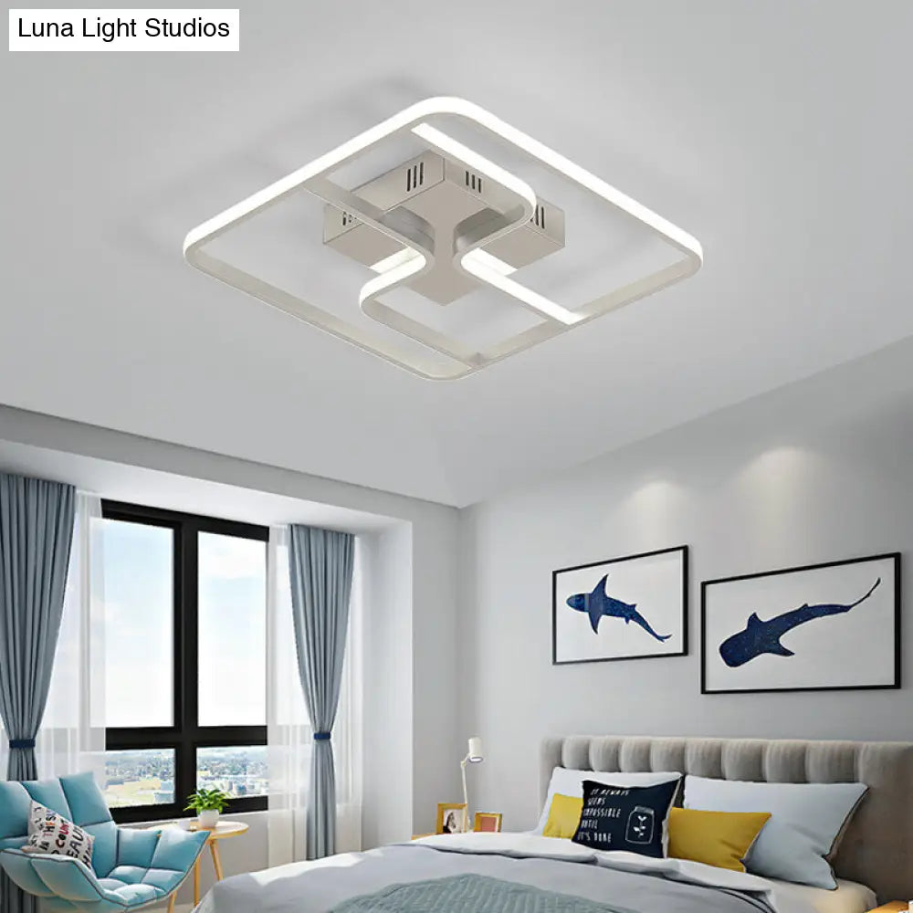 Sleek & Stylish Acrylic Square Led Ceiling Flush Mount Lighting Fixture (18 23.5 W) In Chrome / 18