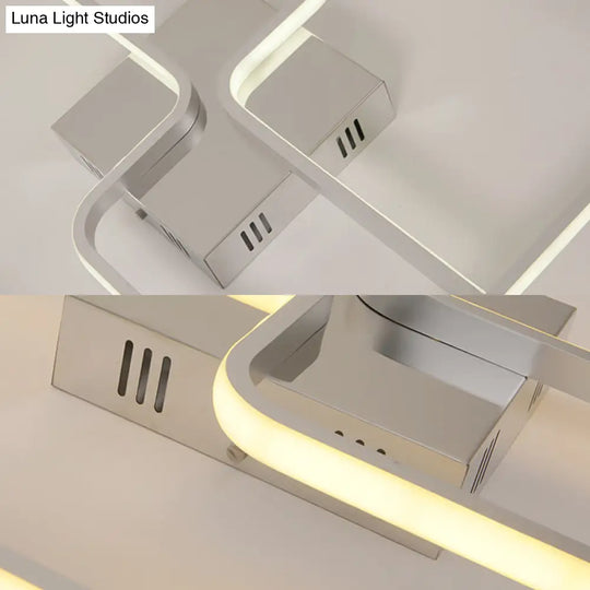 Sleek & Stylish Acrylic Square Led Ceiling Flush Mount Lighting Fixture (18’ 23.5’ W) In Chrome