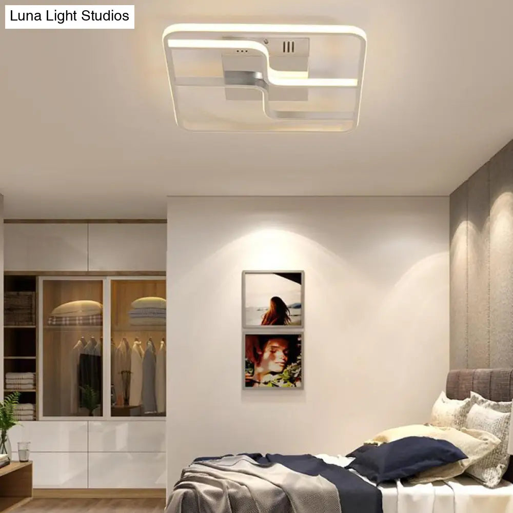 Sleek & Stylish Acrylic Square Led Ceiling Flush Mount Lighting Fixture (18’ 23.5’ W) In Chrome