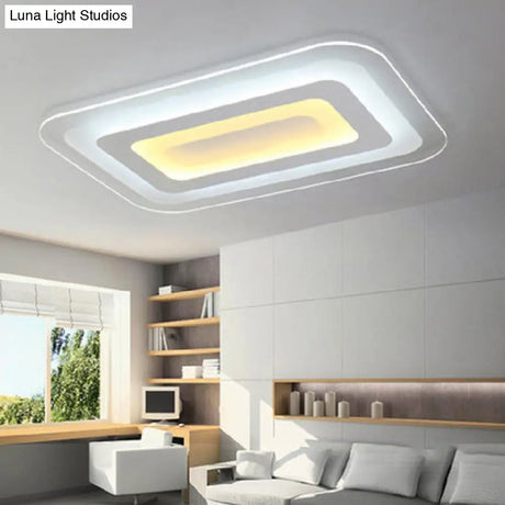 Sleek Surface Mounted Led Ceiling Light - Simplicity In White For Living Room / 35.5 Warm