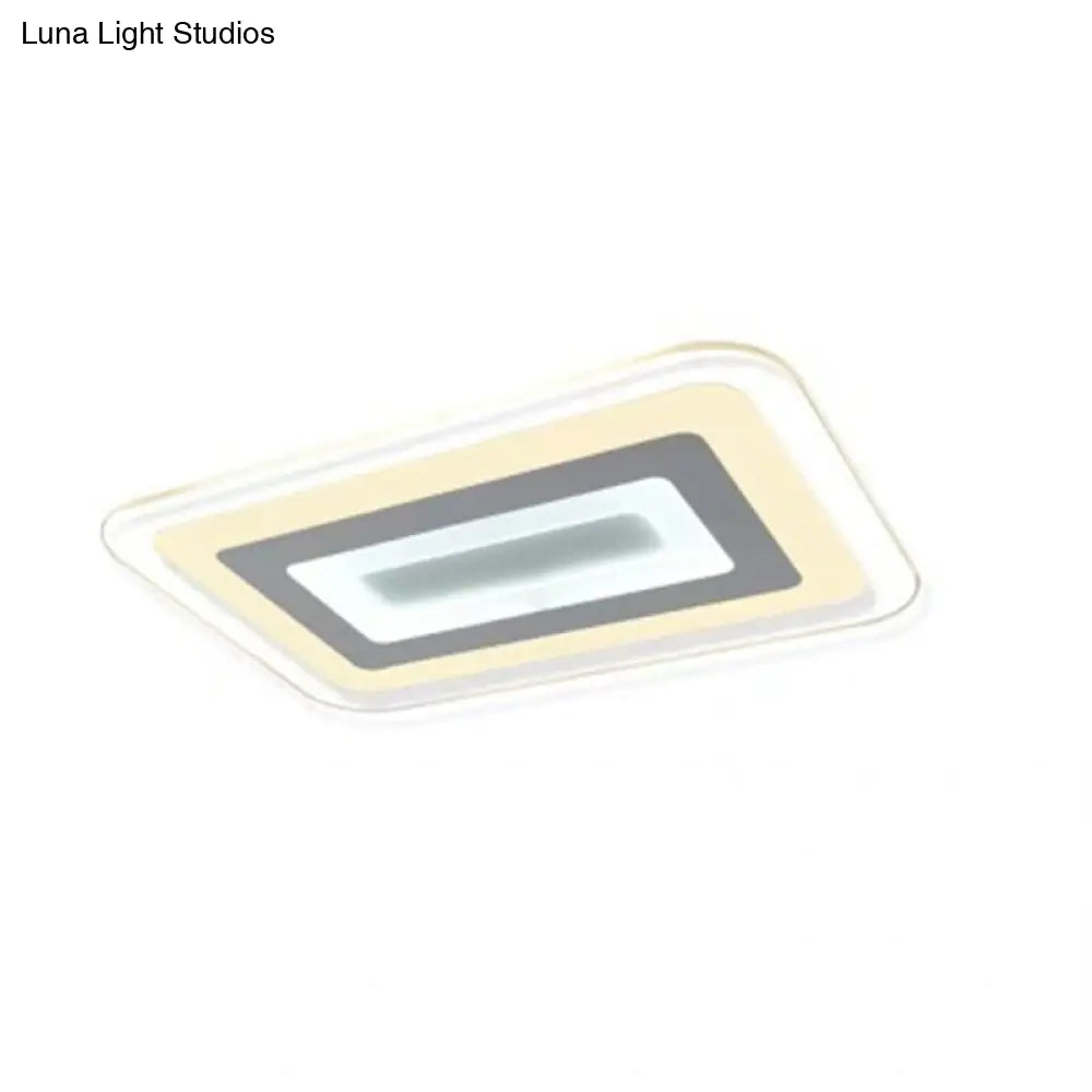 Sleek Surface Mounted Led Ceiling Light - Simplicity In White For Living Room