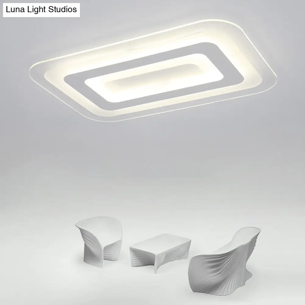 Sleek Surface Mounted Led Ceiling Light - Simplicity In White For Living Room