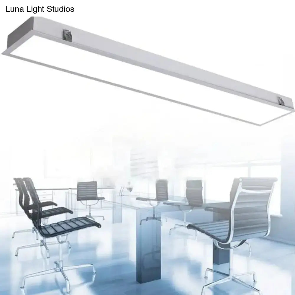 Sleek Surface-Mounted Led Ceiling Light: White Linear Flush Mount Fixture