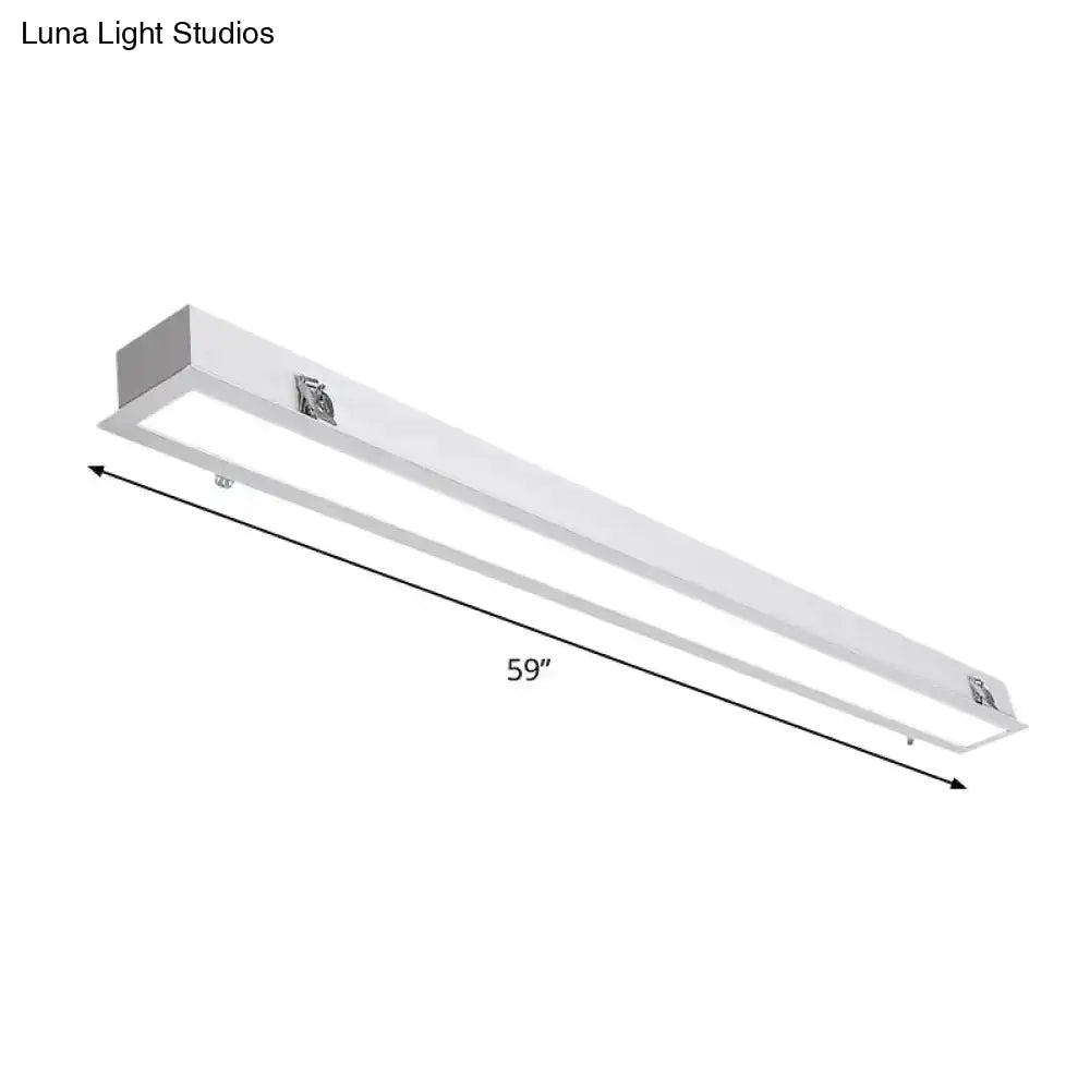 Sleek Surface-Mounted Led Ceiling Light: White Linear Flush Mount Fixture