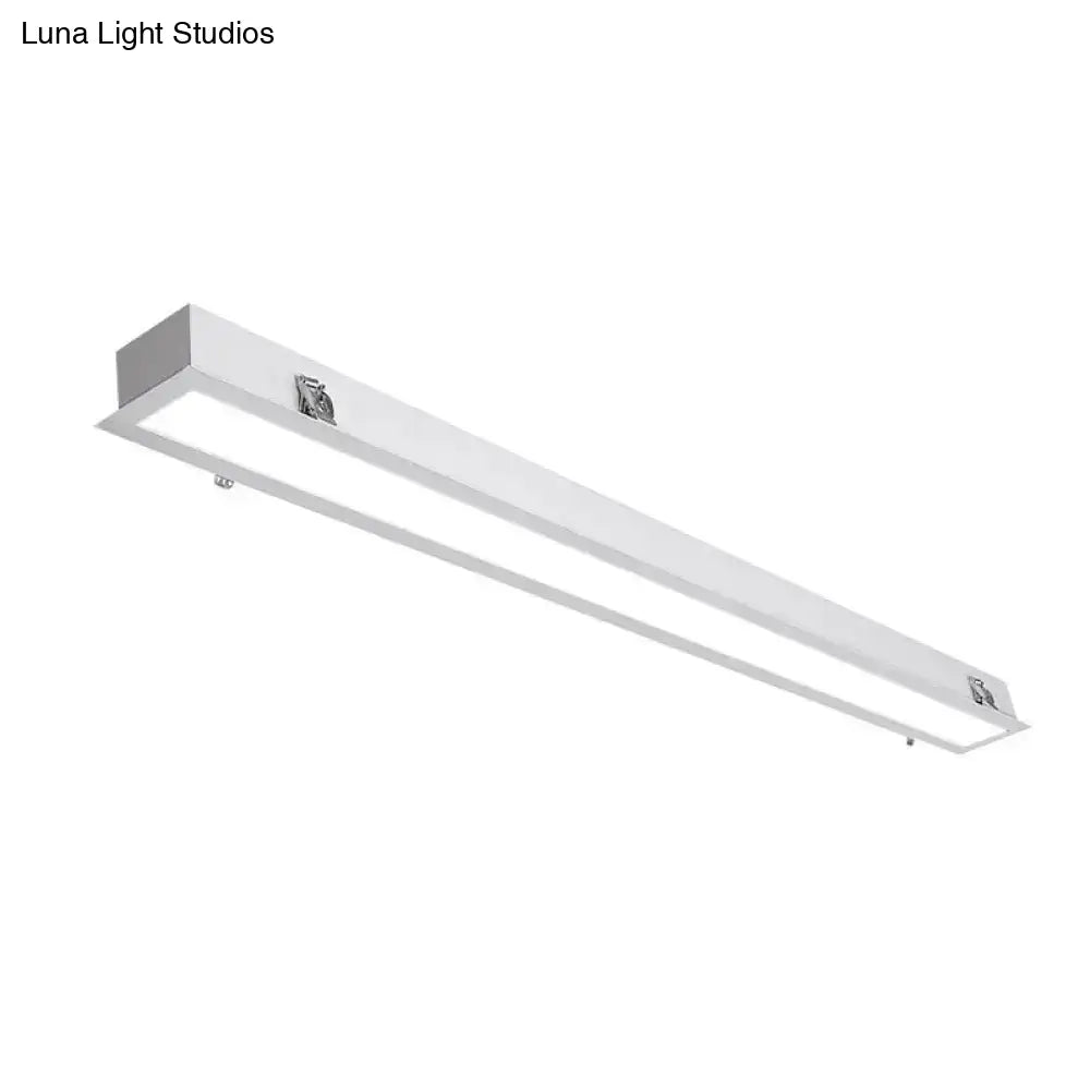 Sleek Surface-Mounted Led Ceiling Light: White Linear Flush Mount Fixture