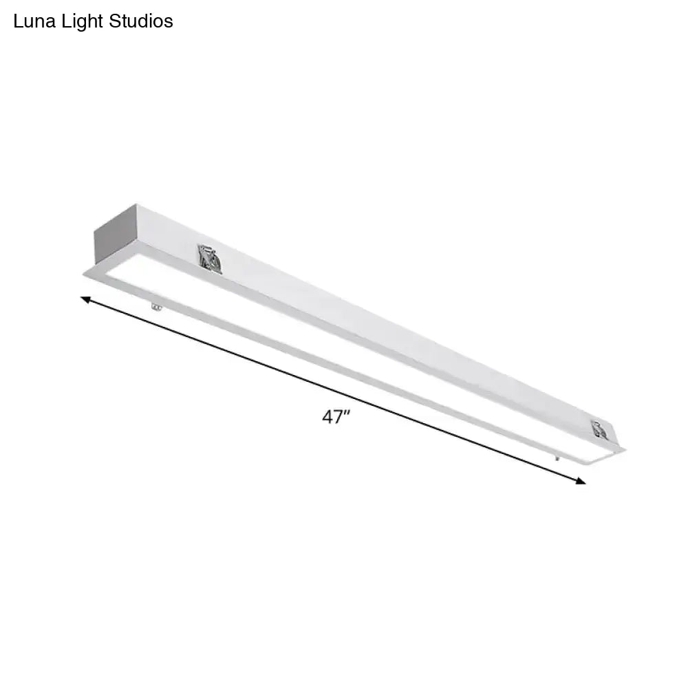 Sleek Surface-Mounted Led Ceiling Light: White Linear Flush Mount Fixture