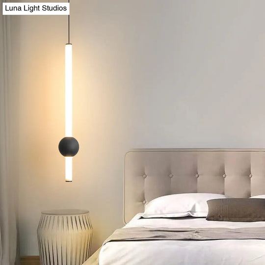 Sword-Shaped Led Hanging Lamp Kit - Modern Acrylic Black/White Suspension Light In Warm/White/3