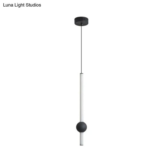 Sleek Sword-Shape Led Hanging Lamp Kit: Simplicity Acrylic | Black/White Warm/White/3 Color Light