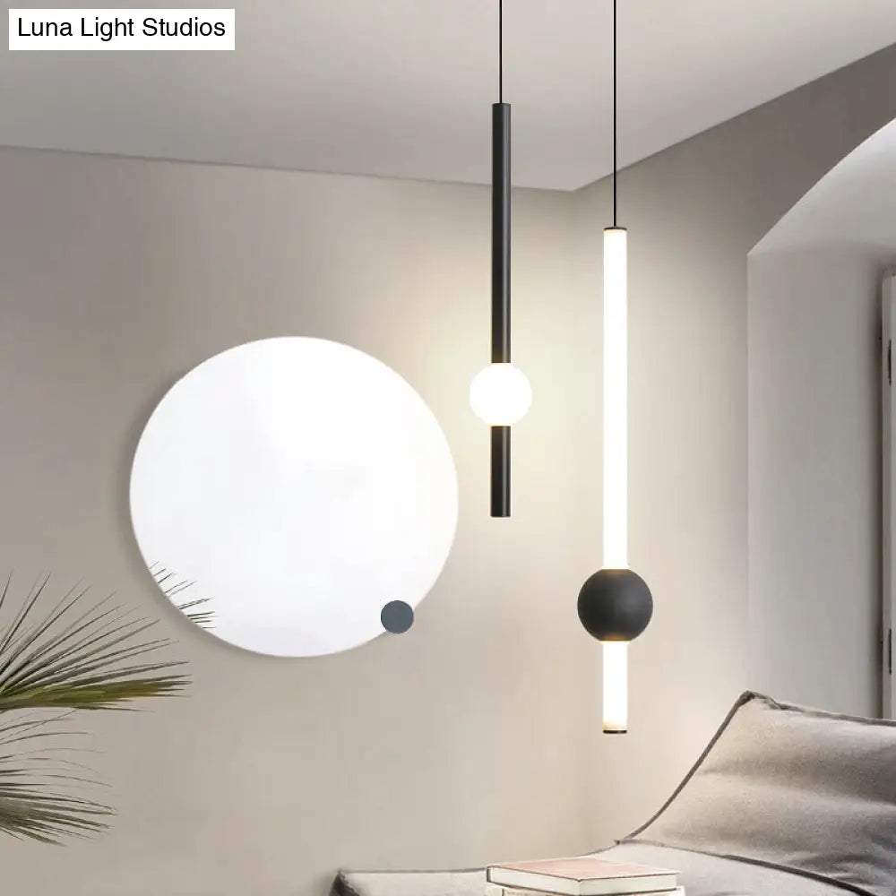 Sword-Shaped Led Hanging Lamp Kit - Modern Acrylic Black/White Suspension Light In Warm/White/3