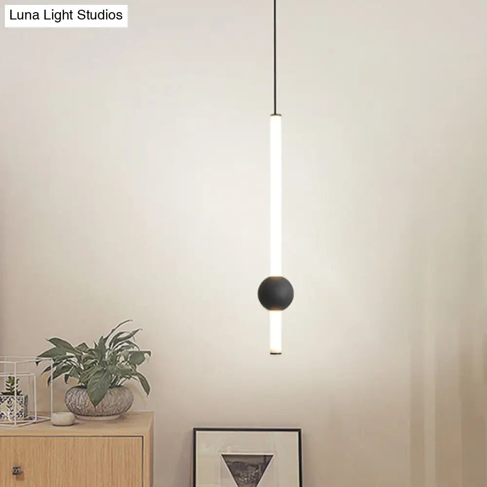 Sword-Shaped Led Hanging Lamp Kit - Modern Acrylic Black/White Suspension Light In Warm/White/3