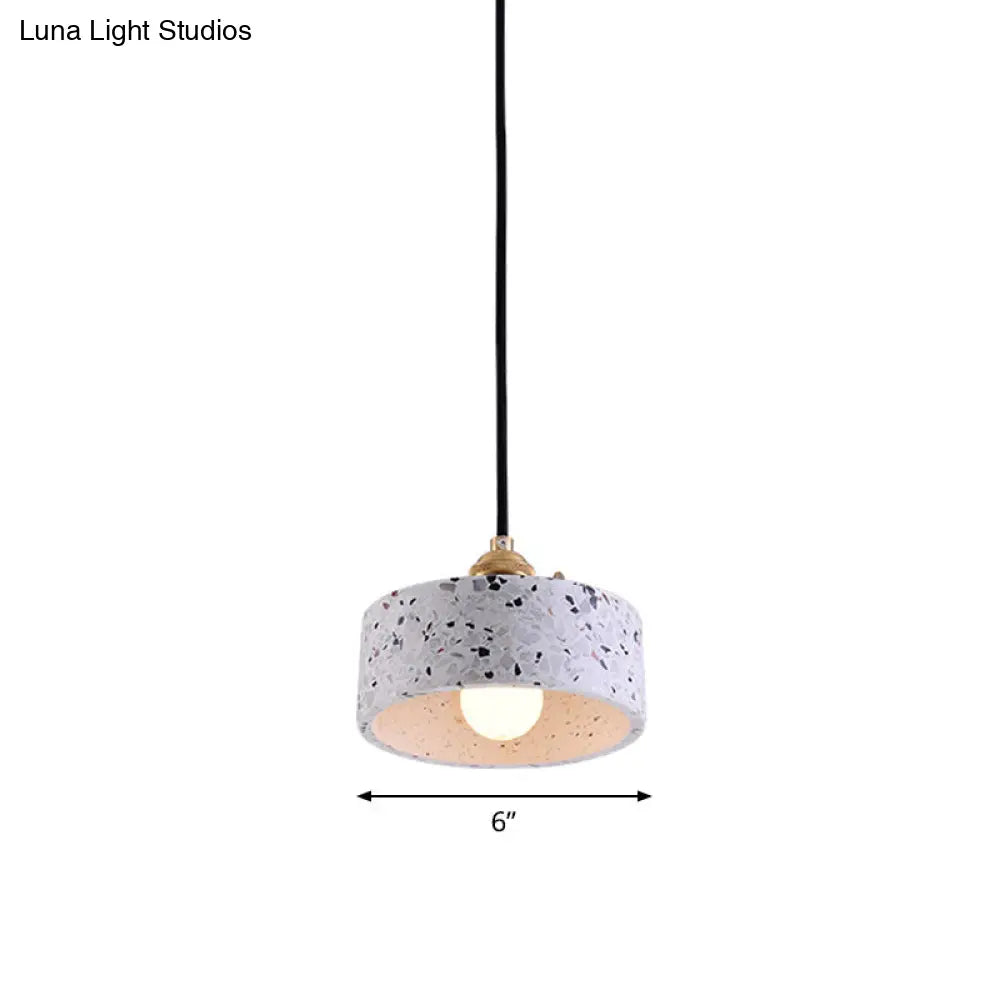 Terrazzo Single Simplicity Pendant Lamp: Round Bedside Hanging Light Fixture With Rotary Switch