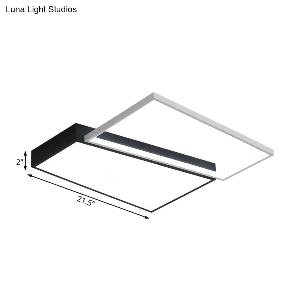 Sleek Trapezoid Flush Mount Led Metal Ceiling Light In White/Warm - 18/21.5 Wide