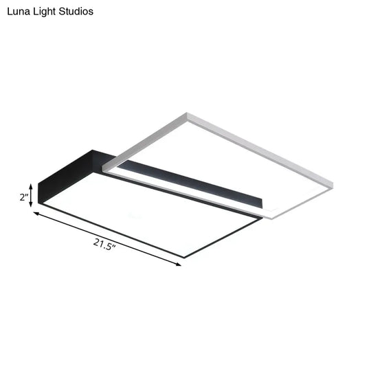 Sleek Trapezoid Flush Mount Led Metal Ceiling Light In White/Warm - 18/21.5 Wide
