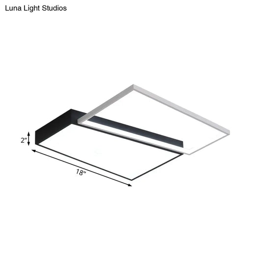 Sleek Trapezoid Flush Mount Led Metal Ceiling Light In White/Warm - 18’/21.5’ Wide