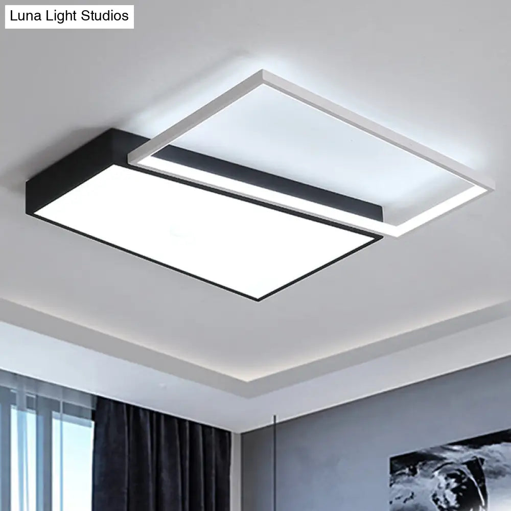 Sleek Trapezoid Flush Mount Led Metal Ceiling Light In White/Warm - 18/21.5 Wide