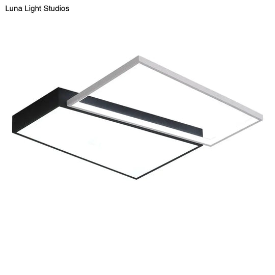 Sleek Trapezoid Flush Mount Led Metal Ceiling Light In White/Warm - 18’/21.5’ Wide